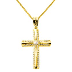 Χρυσός βαπτιστικός σταυρός Κ14 με αλυσίδα